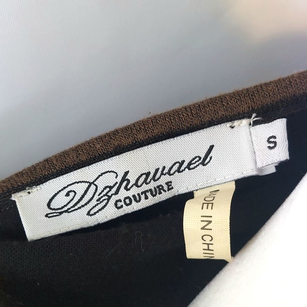 Vintage Dzhavael Couture Dress Brown Black S - Picture 7 of 7